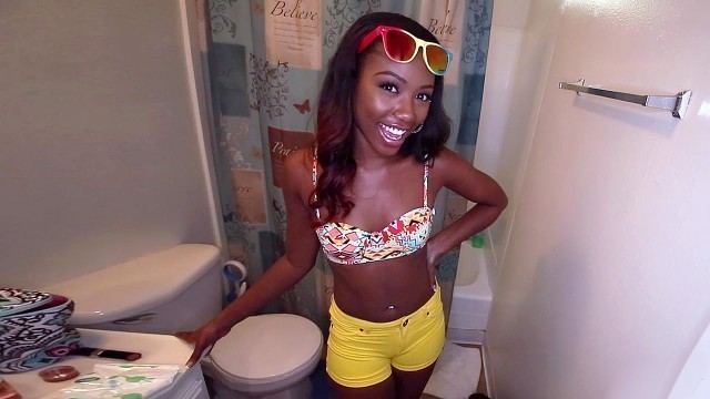 Cute black chick Chanell Heart showing us her new bathroom - Porn Movies - 3Movs